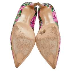 Pre Owned Gianvito Rossi Multicolor Floral Printed Fabric Lisa Ponker Pointed Toe Pumps Size 38