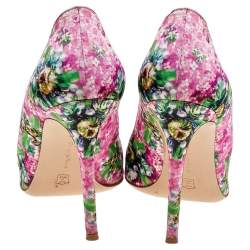 Pre Owned Gianvito Rossi Multicolor Floral Printed Fabric Lisa Ponker Pointed Toe Pumps Size 38