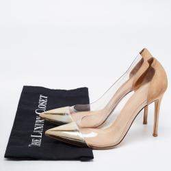 Pre Owned Gianvito Rossi Metallic Gold Suede and PVC Plexi Pumps Size 40