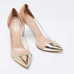 Pre Owned Gianvito Rossi Metallic Gold Suede and PVC Plexi Pumps Size 40