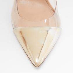 Pre Owned Gianvito Rossi Metallic Gold Suede and PVC Plexi Pumps Size 40