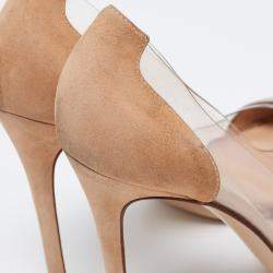 Pre Owned Gianvito Rossi Metallic Gold Suede and PVC Plexi Pumps Size 40