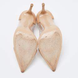 Pre Owned Gianvito Rossi Metallic Gold Suede and PVC Plexi Pumps Size 40