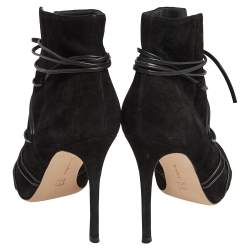 Pre Owned Gianvito Rossi Black Suede Ellie Open Toe Ankle Boots Size 40