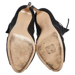 Pre Owned Gianvito Rossi Black Suede Ellie Open Toe Ankle Boots Size 40