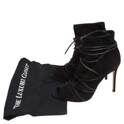 Pre Owned Gianvito Rossi Black Suede Ellie Open Toe Ankle Boots Size 40