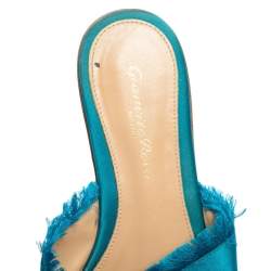 Pre Owned Gianvito Rossi Blue Satin Barth Flat Sandals Size 36.5