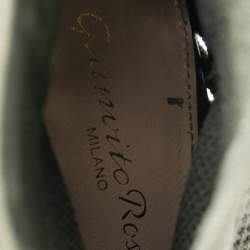 Pre Owned Gianvito Rossi Green Knit Fabric Peep Toe Ankle Boot Size 36