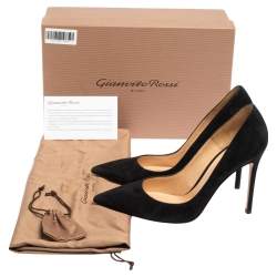 Pre Owned Gianvito Rossi Black Suede Gianvito Pointed Toe Pumps Size 38.5