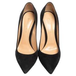 Pre Owned Gianvito Rossi Black Suede Gianvito Pointed Toe Pumps Size 38.5