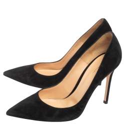 Pre Owned Gianvito Rossi Black Suede Gianvito Pointed Toe Pumps Size 38.5