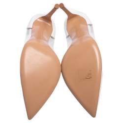 Pre Owned Gianvito Rossi White Patent Leather and PVC Plexi Pointed Toe Pumps Size 39