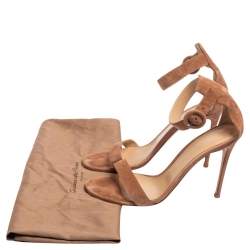 Pre Owned Gianvito Rossi Beige Suede Portofino Ankle Strap Sandals Size 41