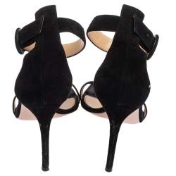 Pre Owned Gianvito Rossi Black Suede Portofino Ankle Strap Sandals Size 41