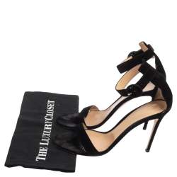 Pre Owned Gianvito Rossi Black Suede Portofino Ankle Strap Sandals Size 41