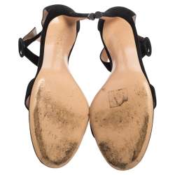 Pre Owned Gianvito Rossi Black Suede Portofino Ankle Strap Sandals Size 41