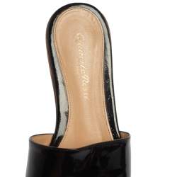 Pre Owned Gianvito Rossi Black Patent Leather Flat Slides Size 36.5