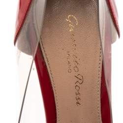 Pre Owned Gianvito Rossi Red Patent Leather And PVC Plexi Pointed Toe Pumps Size 36.5