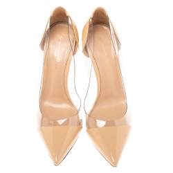 Pre Owned Gianvito Rossi Beige Patent Leather, PVC Plexi Pumps Size 38
