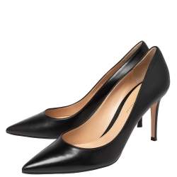 Pre Owned Gianvito Rossi Black Leather Pointed Toe Pumps Size 40