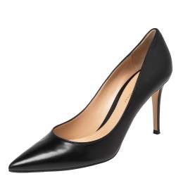 Pre Owned Gianvito Rossi Black Leather Pointed Toe Pumps Size 40