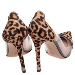 Pre Owned Gianvito Rossi Brown Calf Hair And PVC Plexi Pumps Size 38