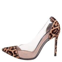 Pre Owned Gianvito Rossi Brown Calf Hair And PVC Plexi Pumps Size 38
