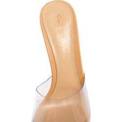 Pre Owned Gianvito Rossi Beige Leather And PVC Plexi  Mule Sandals Size 39