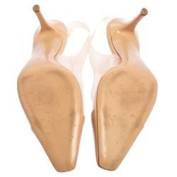 Pre Owned Gianvito Rossi Beige PVC And Patent Leather Slingback Sandals Size 40.5