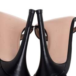 Pre Owned Gianvito Rossi Black Leather Portofino Ankle Strap Sandals Size 37.5