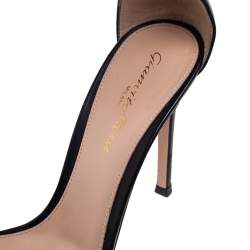 Pre Owned Gianvito Rossi Black Leather Portofino Ankle Strap Sandals Size 37.5