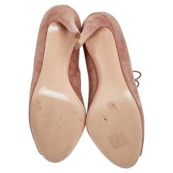 Pre Owned Gianvito Rossi Beige Suede Button Strap Peep-Toe Boots Size 41