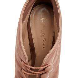 Pre Owned Gianvito Rossi Beige Suede Button Strap Peep-Toe Boots Size 41