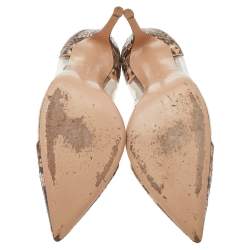 Pre Owned Gianvito Rossi Brown Python And PVC Plexi Pointed Toe Pumps Size 41