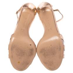 Pre Owned Gianvito Rossi Rose Gold Leather And PVC Ankle Strap Sandals Size 37