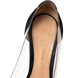 Pre Owned Gianvito Rossi Black Suede And PVC Plexi Pointed Toe Pumps Size 36.5