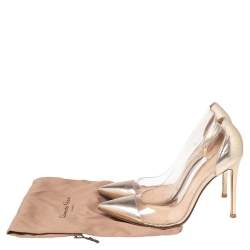 Pre Owned Gianvito Rossi Gold Leather And PVC Plexi Pumps Size 37
