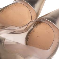 Pre Owned Gianvito Rossi Gold Leather And PVC Plexi Pumps Size 37
