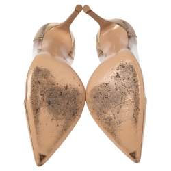 Pre Owned Gianvito Rossi Gold Leather And PVC Plexi Pumps Size 37