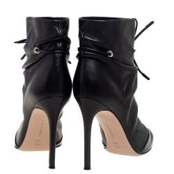 Pre Owned Gianvito Rossi Black Leather Cyril Ankle Boots Size 38