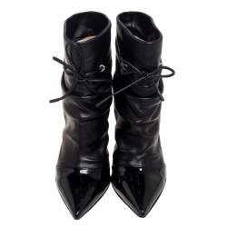 Pre Owned Gianvito Rossi Black Leather Cyril Ankle Boots Size 38