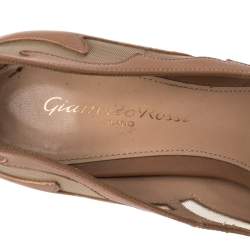 Pre Owned Gianvito Rossi Beige Leather and Mesh Pointed Toe Pumps Size 36
