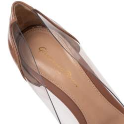 Pre Owned Gianvito Rossi Black/Beige Patent Leather And PVC Plexi Pointed Toe Pumps Size 38