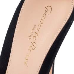 Pre Owned Gianvito Rossi Black Suede Portofino Ankle Strap Sandals Size 38.5