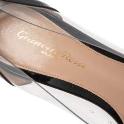 Pre Owned Gianvito Rossi Black Patent Leather And PVC Plexi Pumps Size 38