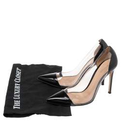 Pre Owned Gianvito Rossi Black Patent Leather And PVC Plexi Pumps Size 38
