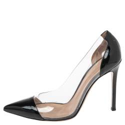 Pre Owned Gianvito Rossi Black Patent Leather And PVC Plexi Pumps Size 38