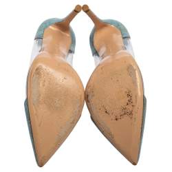 Pre Owned Gianvito Rossi Blue Denim and PVC Plexi Pointed Toe Pumps Size 40