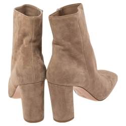 Pre Owned Gianvito Rossi Beige Suede Ankle Boots Size 40