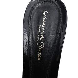 Pre Owned Gianvito Rossi Black Patent Leather Slide Sandals Size 40